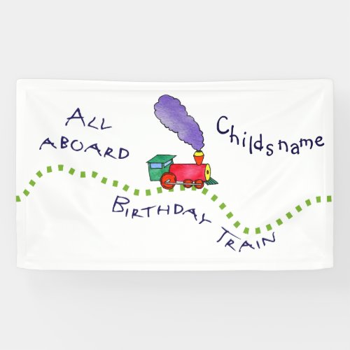 Display  Announce All Aboard the Birthday Train Banner