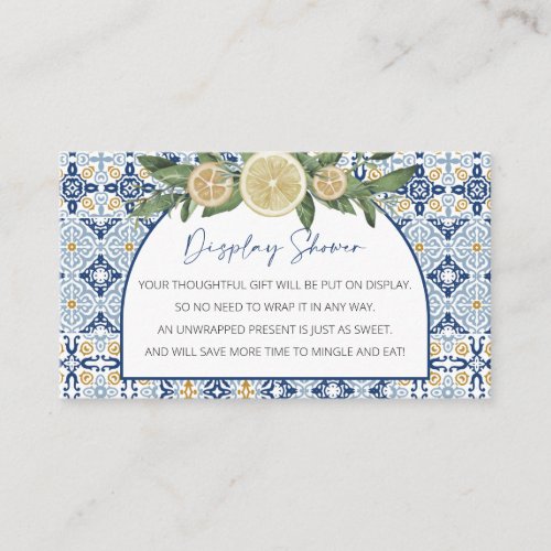 Display Baby Shower Unwrapped Italian Theme Mini  Enclosure Card