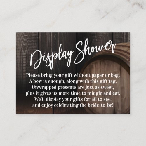Display Bridal Shower Gift Card Wood Barrel Card