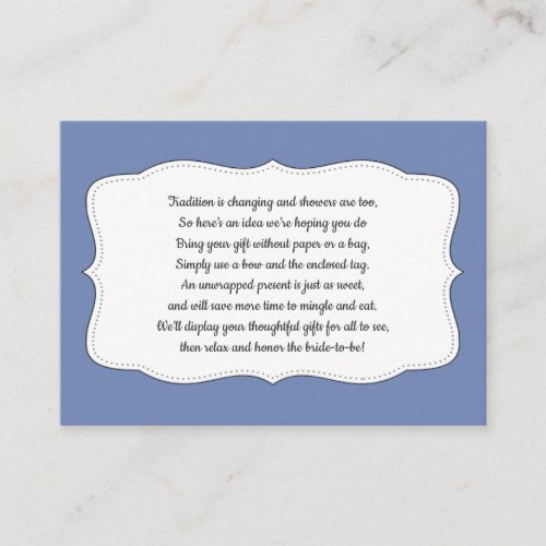 Display bridal shower insert card ANY COLOR