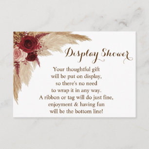 Display Bridal Wedding Shower Pampas Grass Enclosure Card