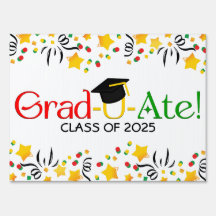 Display Grad-U-Ate! Celebratory Red Green Yellow