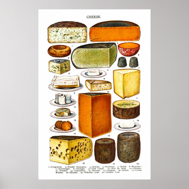 Display of Types of Cheese Poster (Front)