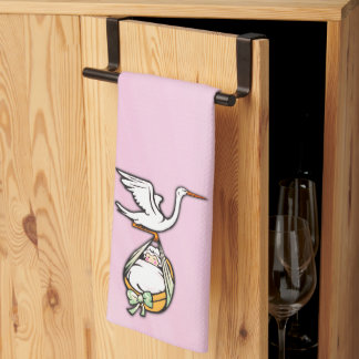 Display Setting The Stork Carries a Baby Girl Kitchen Towel
