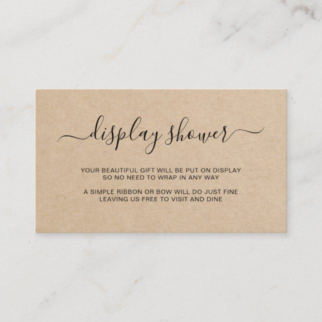 Display Shower Brown Gender Neutral Baby Shower Enclosure Card (Front)