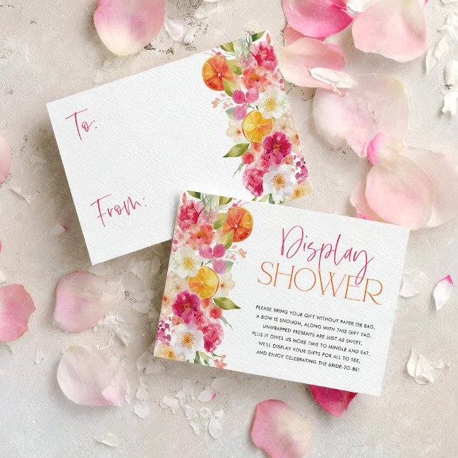 Display Shower Card Brigth Citrus Bridal Shower (Bright floral citrus display shower insert card for bridal shower)