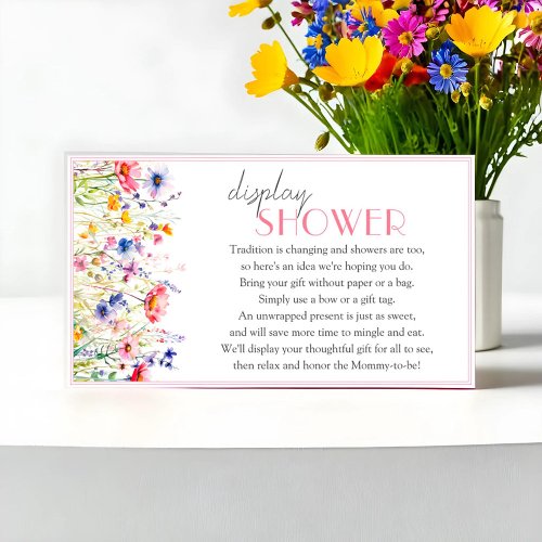 Display Shower Colorful Wildflower Baby Shower Enclosure Card