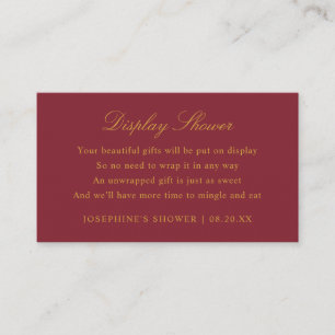 Display Shower Custom Colors Burgundy and Gold Enclosure Card