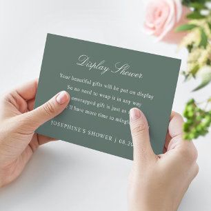 Display Shower Custom Colors Forest Green RSVP Card