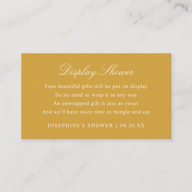 Display Shower Custom Colors Gold Enclosure Card (Front)
