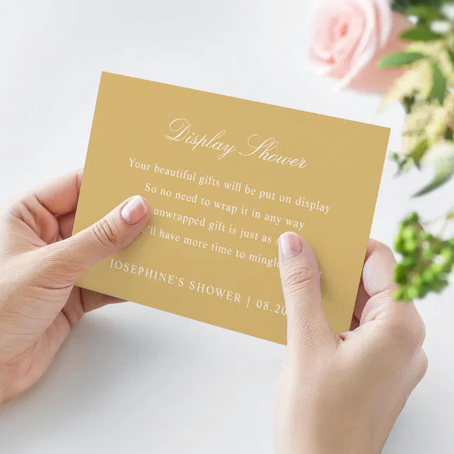 Display Shower Custom Colors Gold Enclosure Card | Zazzle