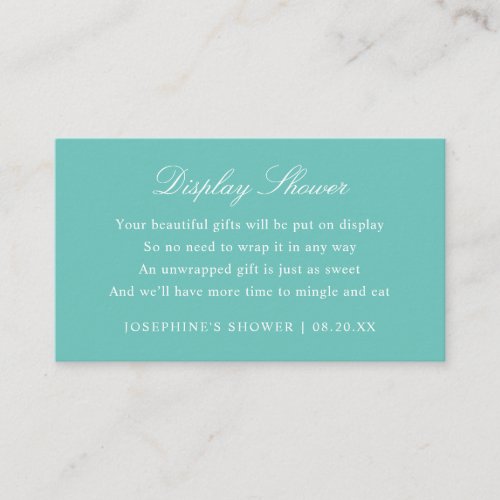 Display Shower Custom Colors Mint Enclosure Card