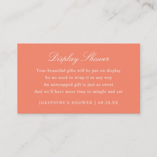 Display Shower Custom Colors Salmon Enclosure Card