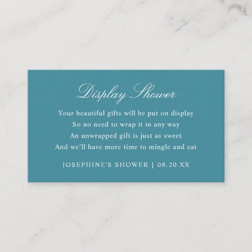 Display Shower Custom Colors Teal Enclosure Card