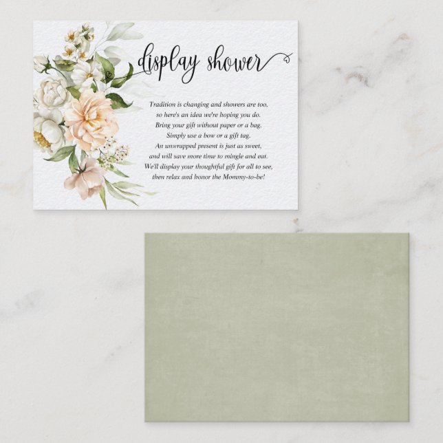 Display Shower Dusty Pink Rose Sage Green Baby  Enclosure Card (Front/Back)