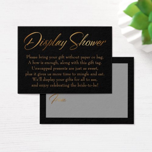 Display Shower Elegant Gold  Black Gift Tag Card