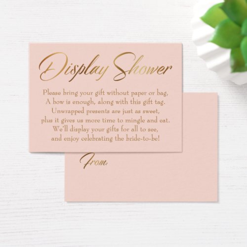 Display Shower Elegant Gold  Blush Gift Tag Card