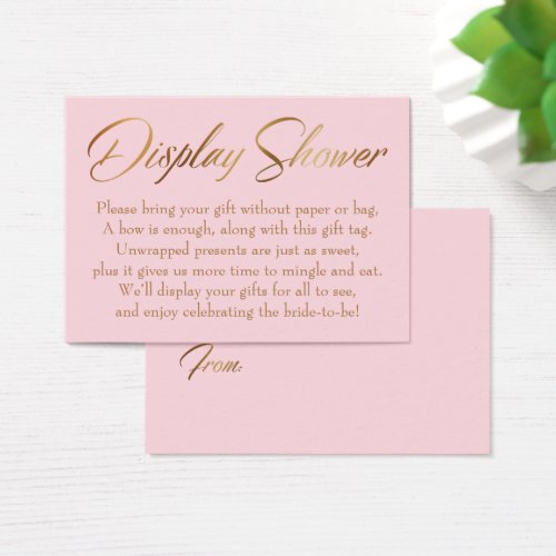 Display Shower Elegant Gold  Pink Gift Tag Card