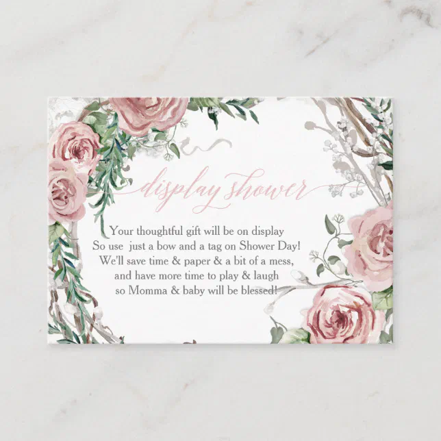 Display Shower Enclosure Boho Blush Rose Wreath Business Card | Zazzle