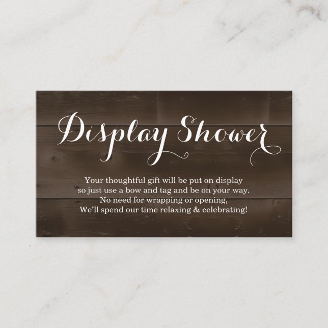 Display Shower Enclosure Card Insert | Rustic (Front)