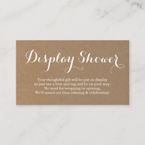 Display Shower Enclosure Card Insert  Rustic