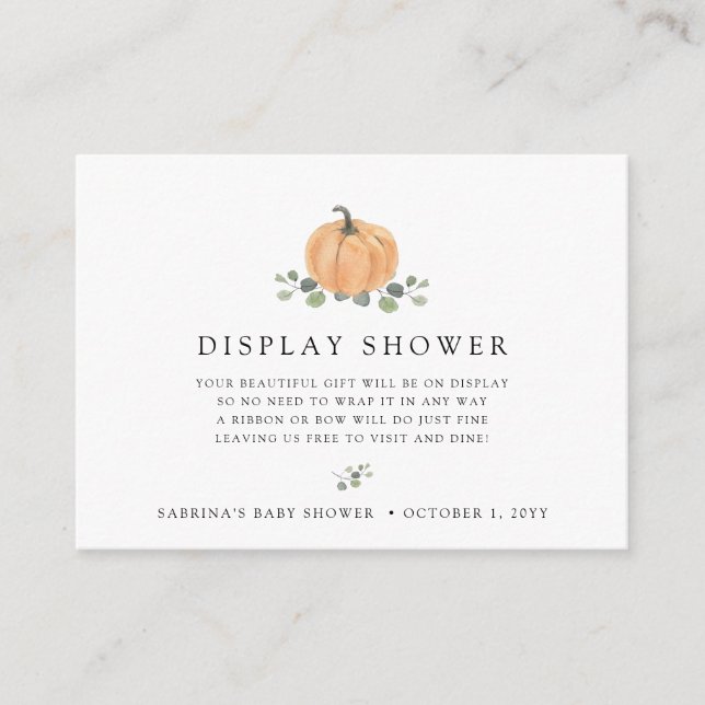 Display Shower Enclosure | Fall Watercolor Pumpkin Card (Front)