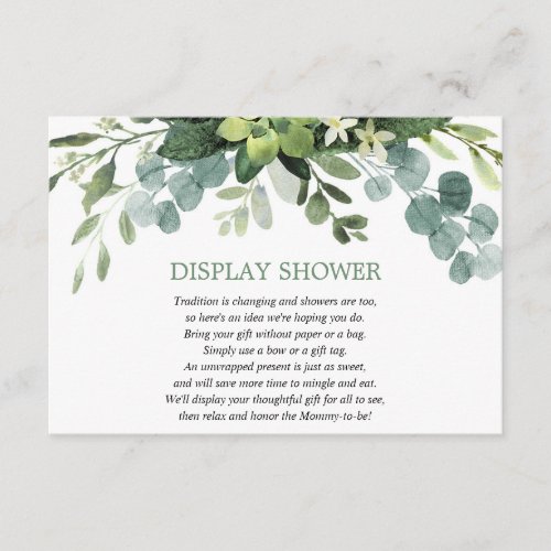 Display shower Eucalyptus foliage greenery Enclosure Card