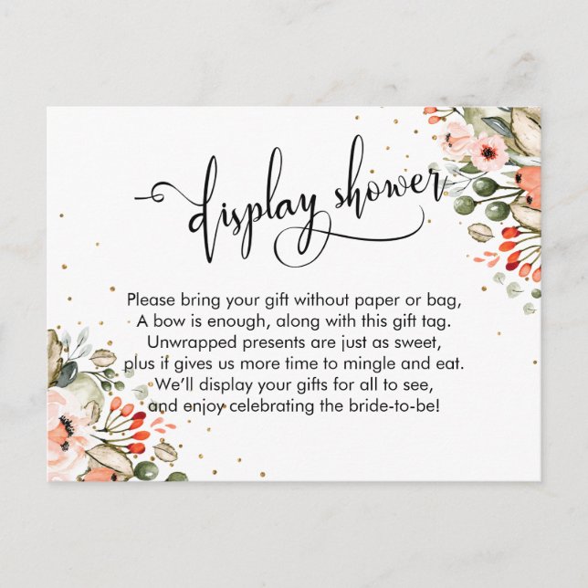 Display Shower Floral Confetti Enclosure Card (Front)