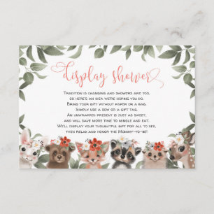 Display shower floral woodland forest girl baby enclosure card