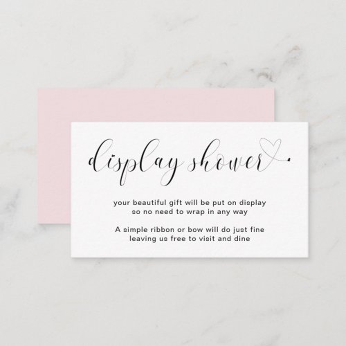 Display Shower Girl Heart Pink Simple Baby Shower Enclosure Card