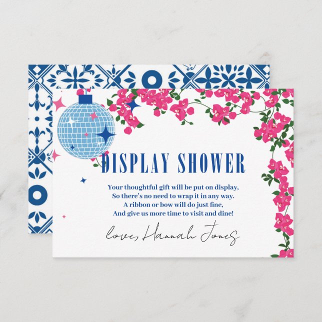 Display Shower Greek Bougainvillea bridal shower Enclosure Card (Front/Back)