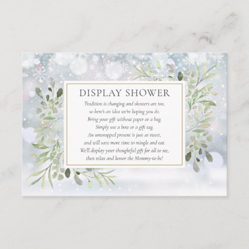 Display Shower Greenery Winter Snowflakes Enclosure Card
