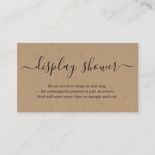 Display Shower Insert for Invitation  Rustic Kraft