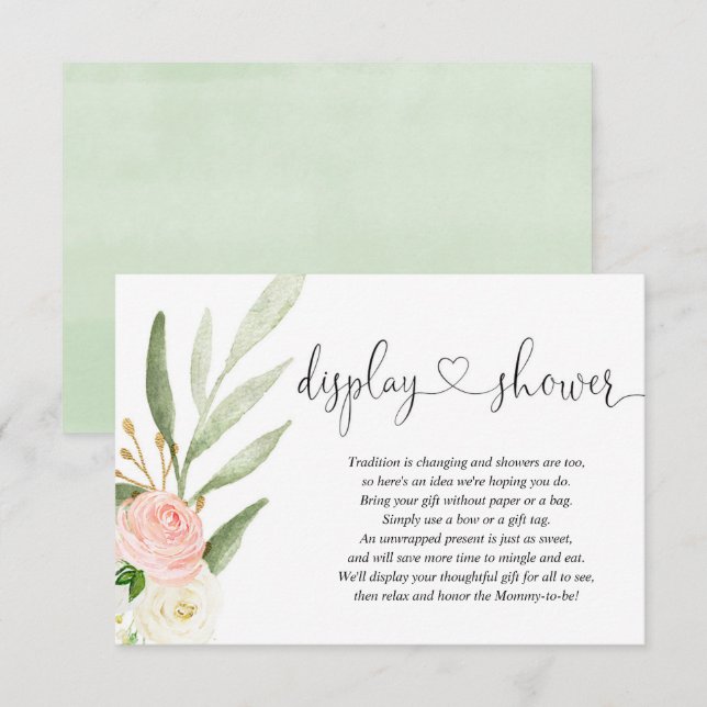 Display shower insert pink gold heart baby shower (Front/Back)