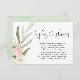 Display shower insert pink gold heart baby shower