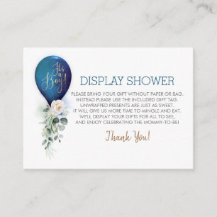 Display Shower Navy Blue Balloon Enclosure Card