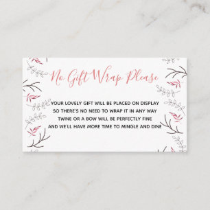 Display Shower No Gift Wrap Poem Woodland Deer Enclosure Card