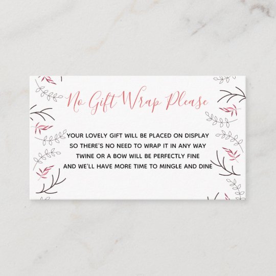 Display Shower No Gift Wrap Poem Woodland Deer Enclosure Card