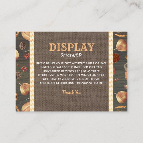 Display Shower Orange Rustic Pumpkins Enclosure Card