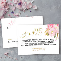 Display Shower Pink and Gold Floral No Wrap Enclosure Card