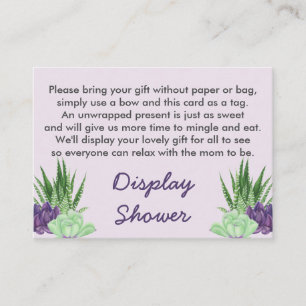 Display Shower Poem Gift Tag Watercolor Succulents Enclosure Card