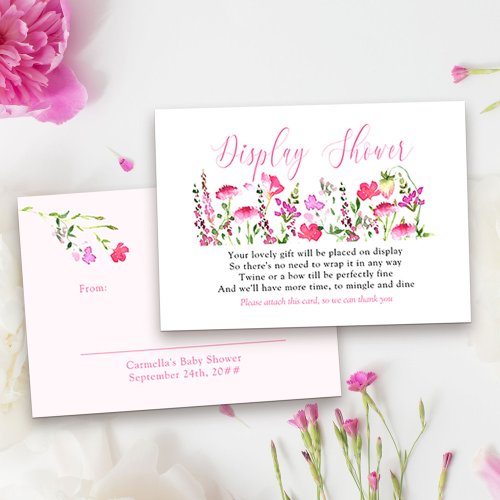 Display Shower Pretty Pink Wildflower Gift Tag Enclosure Card