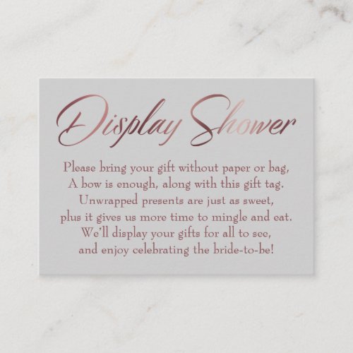 Display Shower Rose Gold  Gray Insert Tag Card