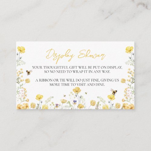 Display Shower Wildflower Floral Honey Bee  Enclosure Card