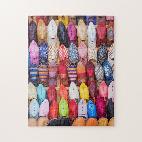 Displayed shoes in a shop in the souks jigsaw puzzle