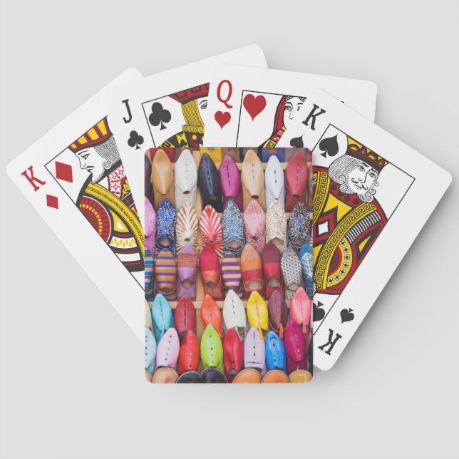 Displayed shoes in a shop in the souks poker cards (Back)