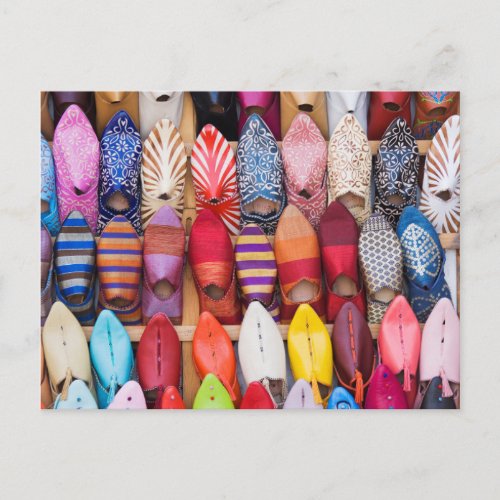Displayed shoes in a shop in the souks postcard