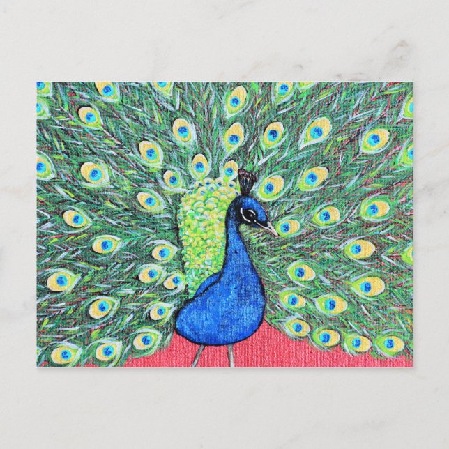Displaying Peacock Acrylic Painting Postcard (Front)