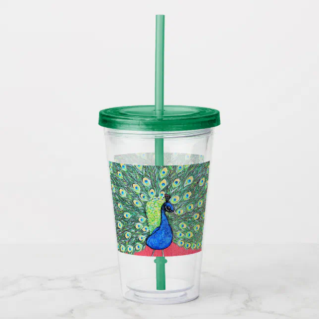 Displaying Peacock Painting Acrylic Tumbler