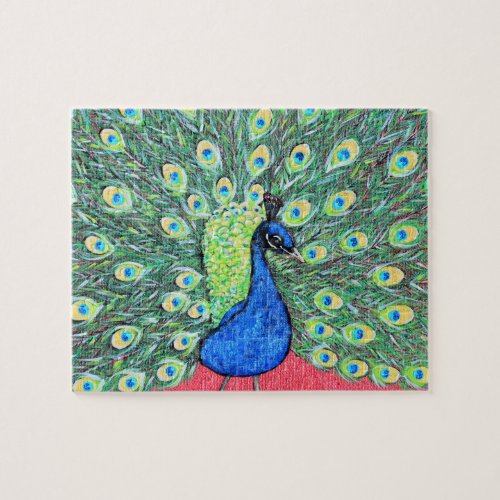 Displaying Peacock Painting Jigsaw Puzzle